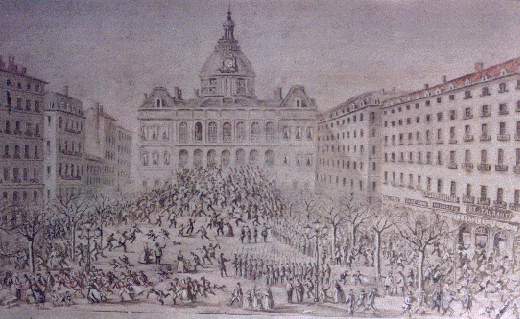 La prise de l'Hotel de Ville de Saint-Etienne, le 24 mars 1871.  (c) Musee Vieux Saint-Etienne